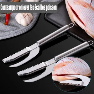 Couteau pour enlever les écailles poisson couper/gratter/creuser 3-en-1