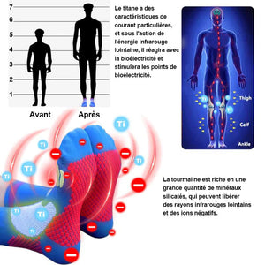 Chaussettes réhaussantes d'ions de titane Schorl infrarouge lointain