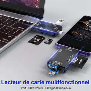 Lecteur de carte multifonctionnel 6 en 1