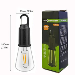 Ampoule rétro rechargeable de type C suspendue pour camping en plein air