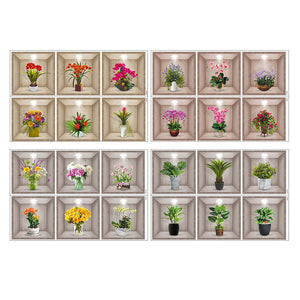 Autocollant mural vase fleurs 3D