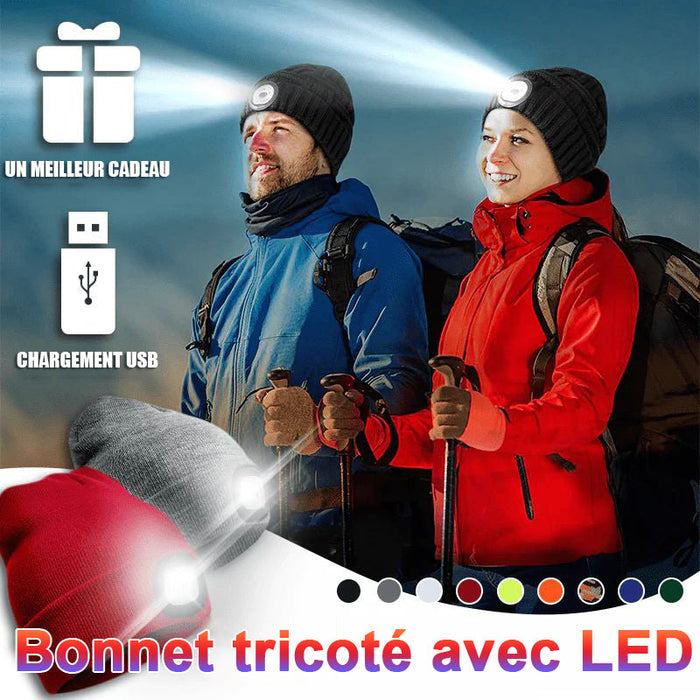 Bonnet tricoté avec LED