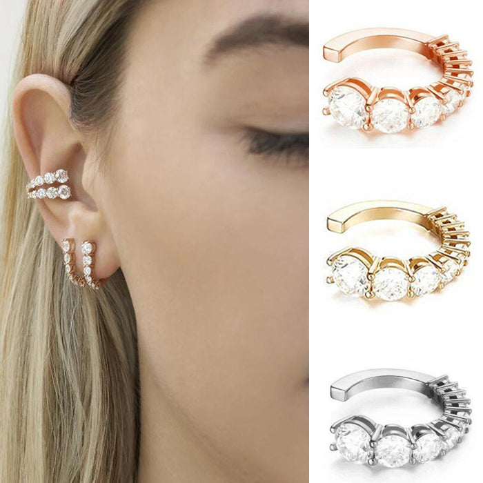 Boucles d'oreilles en forme de C avec diamants