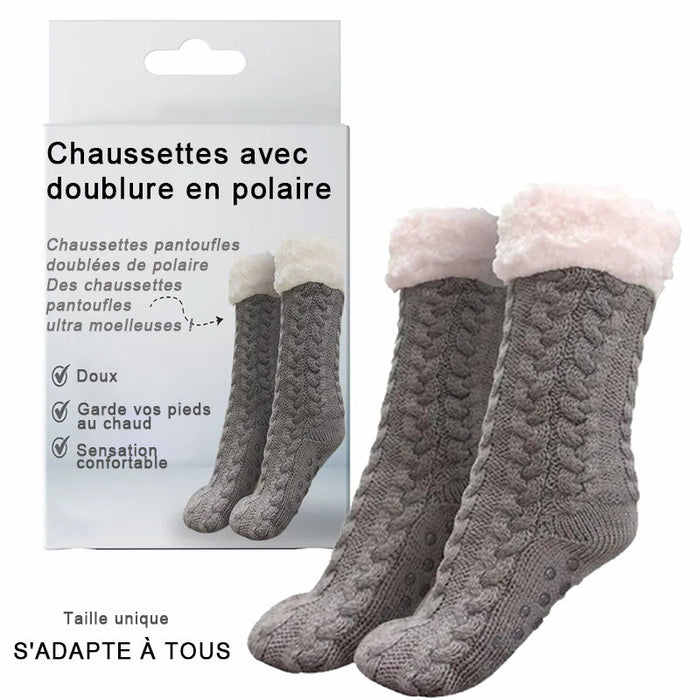 Chaussettes pantoufles doublées de polaire