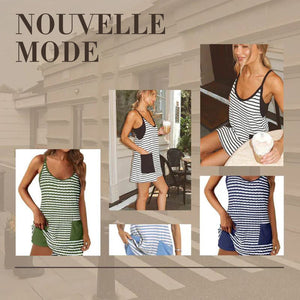 Robe d'été sans manches pour femme (avec short)