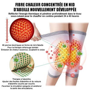 Genouillères auto-chauffantes de détoxification lymphatique ionique nid d'abeille