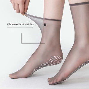 Chaussettes antidérapantes en soie cristalline invisibles pour femmes