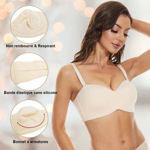 Soutien-gorge bandeau multi-ports antidérapant à maintien intégral