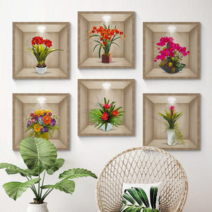 Autocollant mural vase fleurs 3D