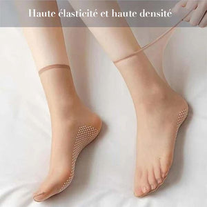 Chaussettes antidérapantes en soie cristalline invisibles pour femmes