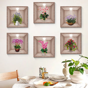 Autocollant mural vase fleurs 3D