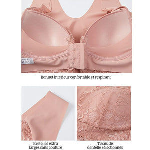 Soutien-gorge boucle devant respirant avec dentelle