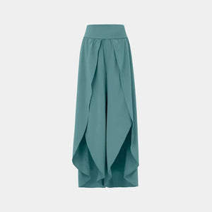 Pantalon décontracté taille haute avec poche arrière fentes fluides