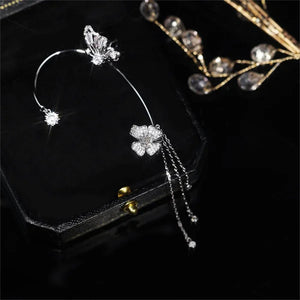 Boucles clip d'oreilles zircon papillon avec Pampille