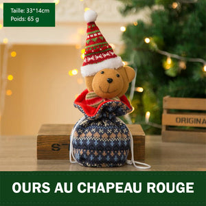 Sac tricoté cadeau de poupée pour Noël