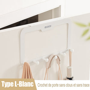 Crochets de porte sans trace et sans perforation