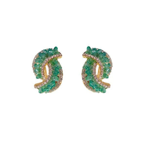 Boucles d'oreilles Fashion Cross Green Crystal