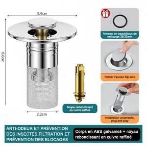 Filtre de vidange de sol en acier inoxydable- Isoler les odeurs et prévenir les cafards