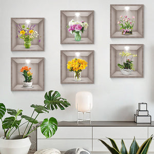 Autocollant mural vase fleurs 3D