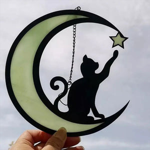 Pendentif dos de chat lune